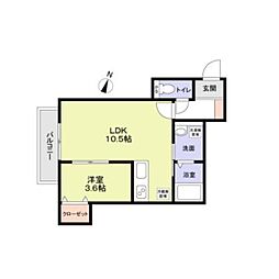 クーデリオン 1LDKの間取図画像
