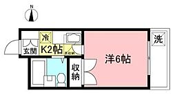 シティーハイツ堀之内 1Kの間取図画像
