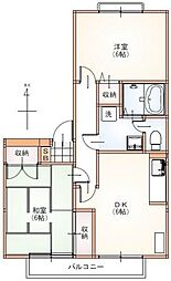 カームハイツ 2階2DKの間取り