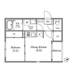 おおさか東線 城北公園通駅 徒歩10分の賃貸アパート 1階1DKの間取り