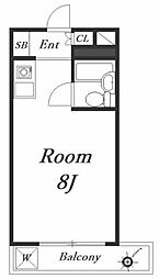 アルプス山下町 ワンルームの間取図画像