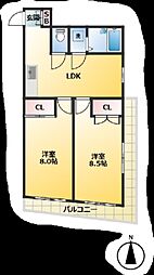 パラスト高円寺 1LDKの間取図画像