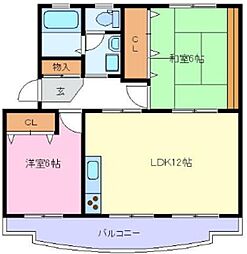 メゾンドール1 2LDKの間取図画像