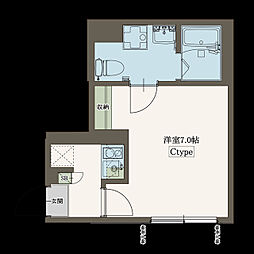 Agrande Hitotsubashi-gakuen 2階1Kの間取り