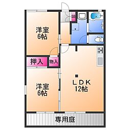 ハイツ菅原B棟 2LDKの間取図画像