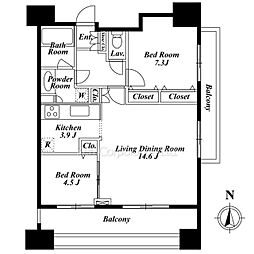レジディア西麻布 2LDKの間取図画像
