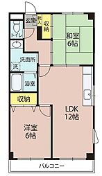 パレス金ケ原 2LDKの間取図画像