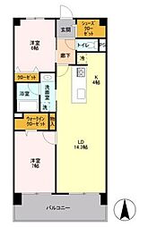 ロイヤルパークス梅島 2LDKの間取図画像