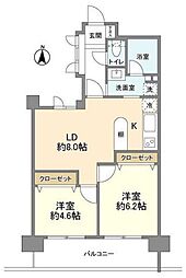 レジデンスサキガケ 2LDKの間取図画像