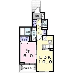 ラナンキュラス 1LDKの間取図画像