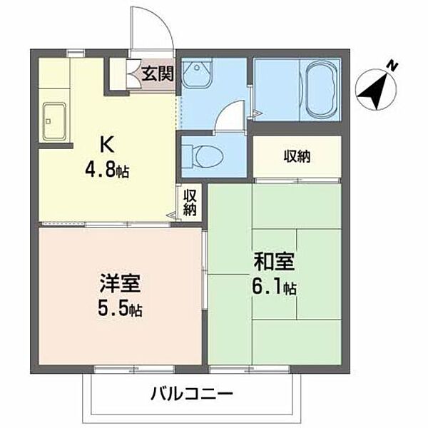 ブライトハウス七海Ｂ B202｜福島県郡山市大槻町字愛宕台(賃貸アパート2K・2階・36.00㎡)の写真 その2