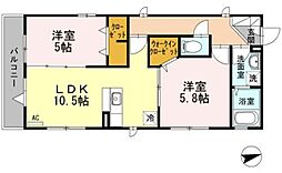 VillaDelSol2 2LDKの間取図画像