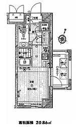 エクセリア二子多摩川 ワンルームの間取図画像