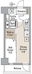 グランカーサ住吉II 1DKの間取図画像