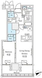 ロイヤルパークス品川 1LDKの間取図画像