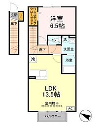 エミネンス 2階1LDKの間取り
