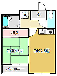 VILLAK-2 1DKの間取図画像