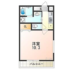 フジパレス堺初芝5番館 1Kの間取図画像