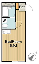 サイドガレージ矢部 ワンルームの間取図画像