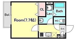 パシフィックコート 1Kの間取図画像