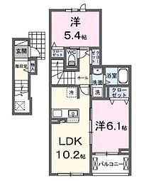 藤沢市石川1丁目アパート 2LDKの間取図画像