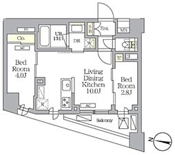 NOGATA RESIDENCE 2LDKの間取図画像