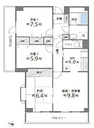 目黒本町マンション 3LDKの間取図画像