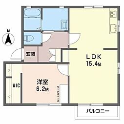 エバーグリーンB 1LDKの間取図画像