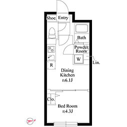 エルファーロ池尻II 1DKの間取図画像