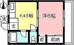 コーポ横山 1Kの間取図画像