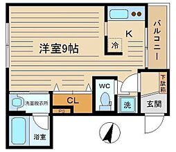 ハイツ・シルヴィア 1Kの間取図画像