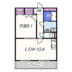 アムディール 1LDKの間取図画像
