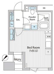 バウスフラッツ日本橋浜町 ワンルームの間取図画像