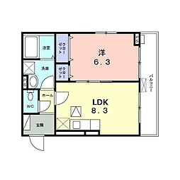 ラフォレスタツルマキ 1LDKの間取図画像