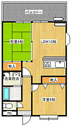 ファーストフォルテーヌ 2LDKの間取図画像