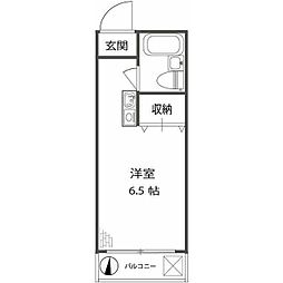 本郷フタキサンハイツ 2階ワンルームの間取り