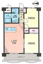 アルシヨン悠々 2LDKの間取図画像