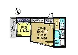 Gran Base 1LDKの間取図画像