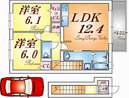 グランヴィラサン 2LDKの間取図画像