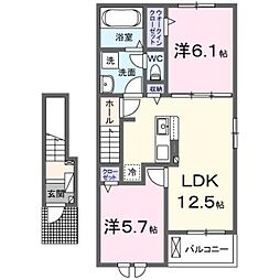 レジーナガーデンB 2LDKの間取図画像