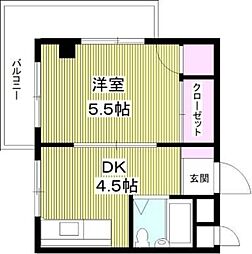 シティーホーム江戸川 1DKの間取図画像