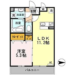 カームコート 1LDKの間取図画像
