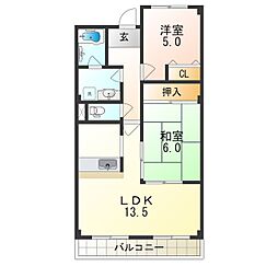 エクセレンス 2LDKの間取図画像