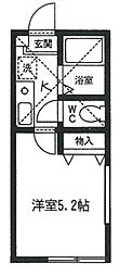 アバンサール 1Kの間取図画像