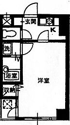 ジュネス2 1Kの間取図画像