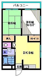 マーバラス東嶺 2DKの間取図画像