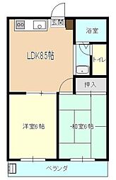 プレステージコマエ 2LDKの間取図画像