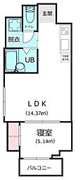リジリエント湊 1LDKの間取図画像