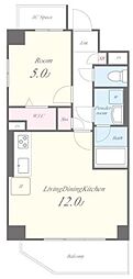 While椿 1LDKの間取図画像