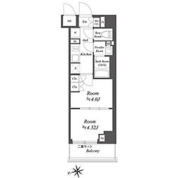 ブランシエスタ荻窪 6階2Kの間取り